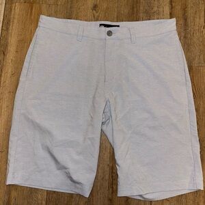 Travis Mathew Blue and White Striped Flat Front Shorts